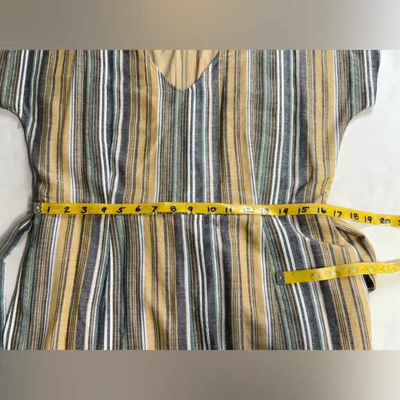 MYSTREE Yellow and Gray stripe wide leg crop Jumpsuit size L - Picture 13 of 14